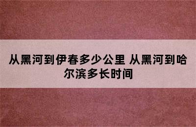 从黑河到伊春多少公里 从黑河到哈尔滨多长时间